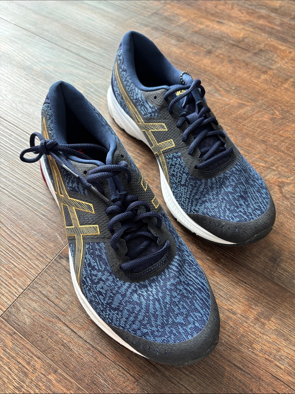 Asics Navy and Gold Men's Athletic Running Shoes
